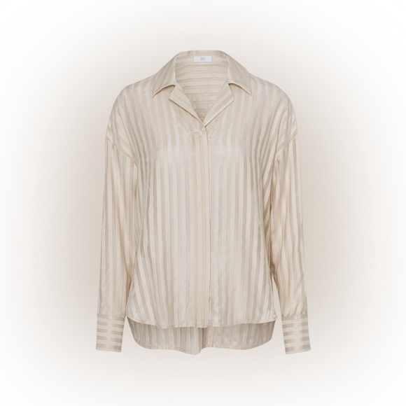 RIANI Striped Gold Voile Blouse Size 38 Women’s New With Tags Luxurious - Picture 2 of 12